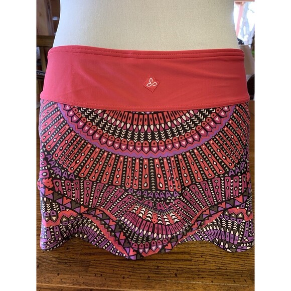 prAna Sz Small High Rise Swim Skirt Swimsuit Pink Purple Spring Break Gym EUC - Picture 10 of 11
